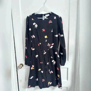 ArmedAngels Floral Flirty Feminine Black Dress Size S